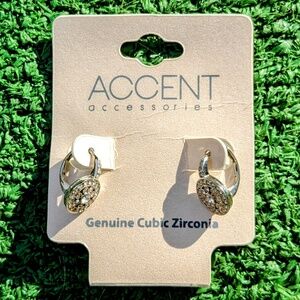 Accent Accessories Circle Flower Cubic Zirconia Leverback Dangle Drop Earrings